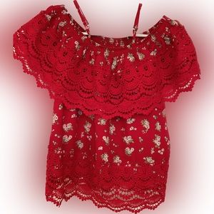 NWOT summer off the shoulder Red top M